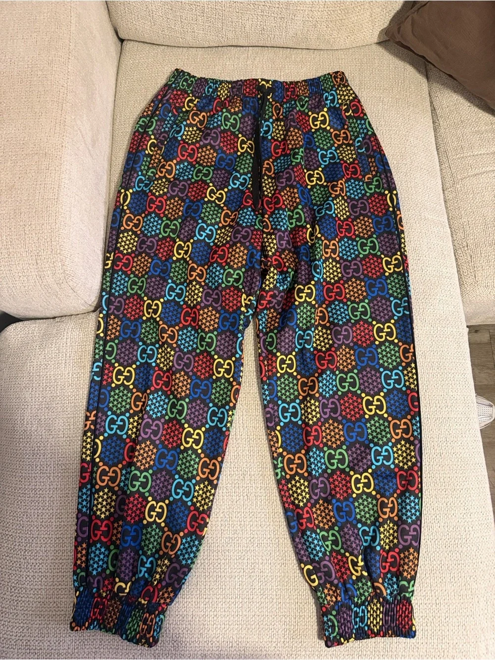 Gucci Multicolor GG Logo Track Shorts in Rainbow Palette